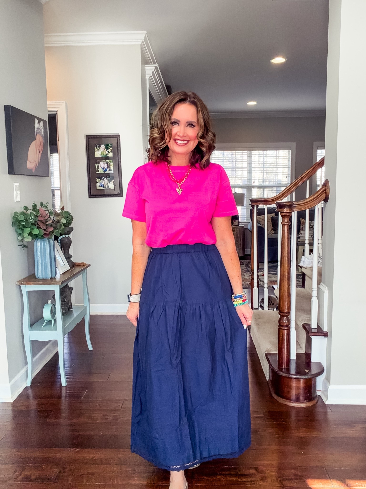 Old navy tshirt & maxi skirt 
Tshirt runs big, skirt runs true to size 

#LTKSaleAlert #LTKOver40 #LTKootd
