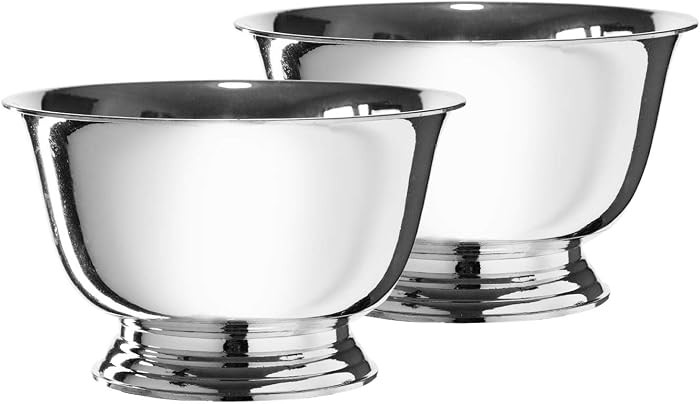 Royal Imports Silver Pedestal Vase, 8" Flower Bowls for Centerpieces 2 Pack     Decorative Compot... | Amazon (US)