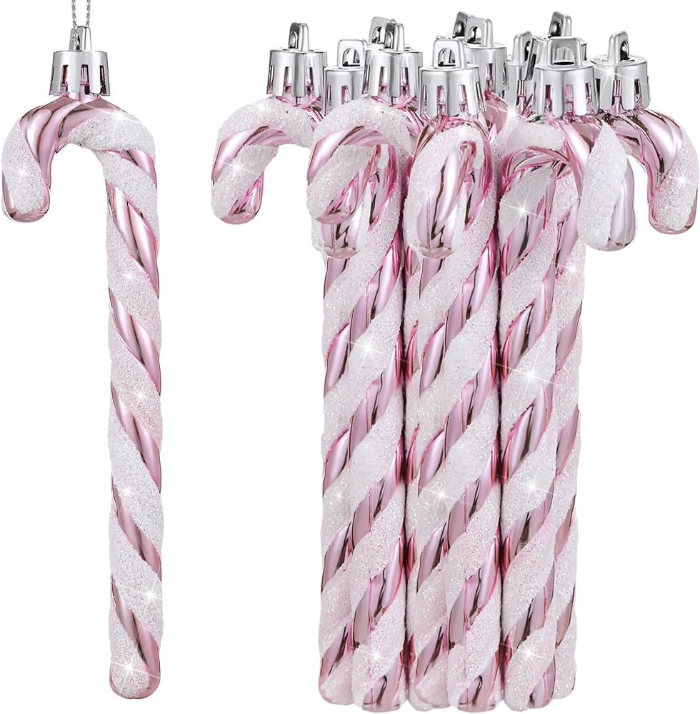 36 Pack Christmas Candy Canes Ornaments Plastic Glitter Candy Cane Christmas Tree Hanging Decorat... | Amazon (US)