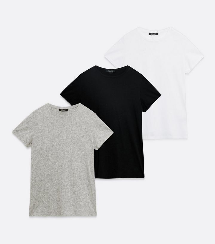 Maternity 3 Pack Black Grey and White T-Shirts | New Look | New Look (UK)