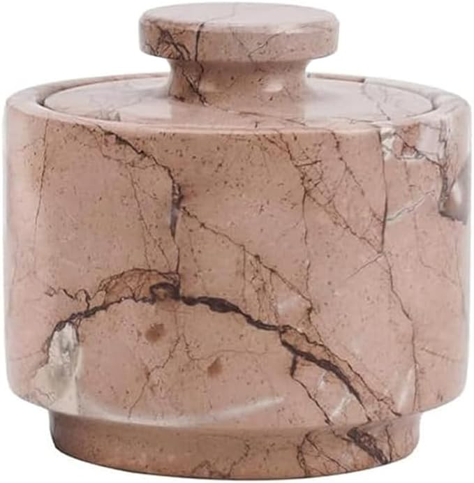 MARBLOUS KRAFTS stylish marble sugar dispenser 3" X 3" salt cellar, single salt container with li... | Amazon (US)
