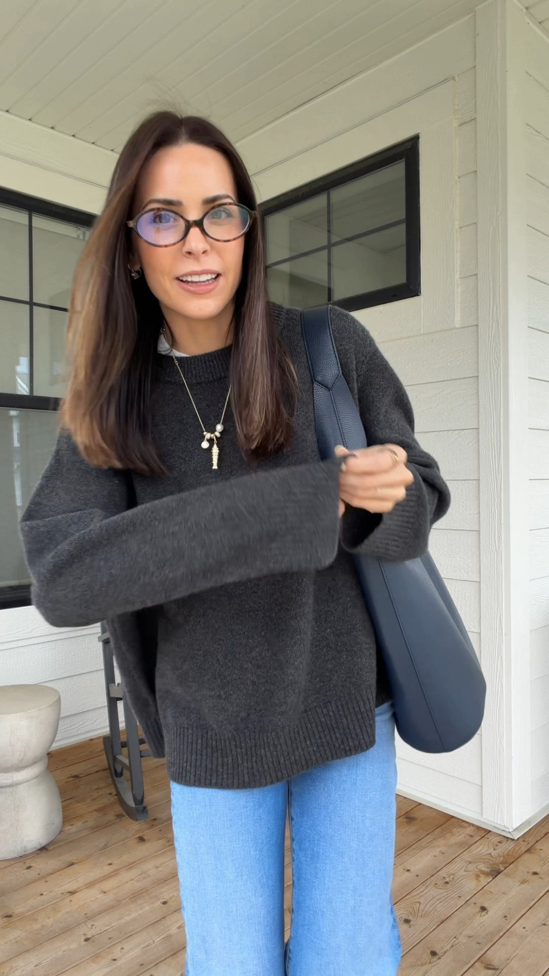 Cashmere sweater: sized up 2x to a L 
Under tee: tts (S)
Jeans: tts, has stretch!
Ballet flats: tts - no breaking in period! Comfy

Easy outfits / simple outfit formula / spring outfit formulas / mother jeans / Charcoal grey sweater / Leather tote / Veronica beard 

#LTKootd #LTKWorkwear #LTKmomlife