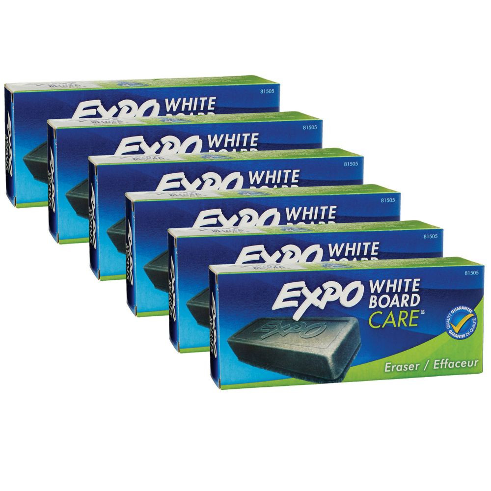 EXPO White Board Eraser, Pack of 6 Black | Oriental Trading Company