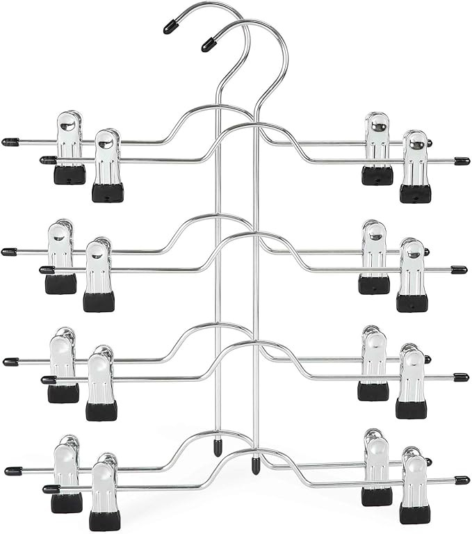 TOPIA HANGER 4 Tier Metal Skirt Hangers for Women, Pants Hanger Space Saving with Adjustable Clip... | Amazon (US)