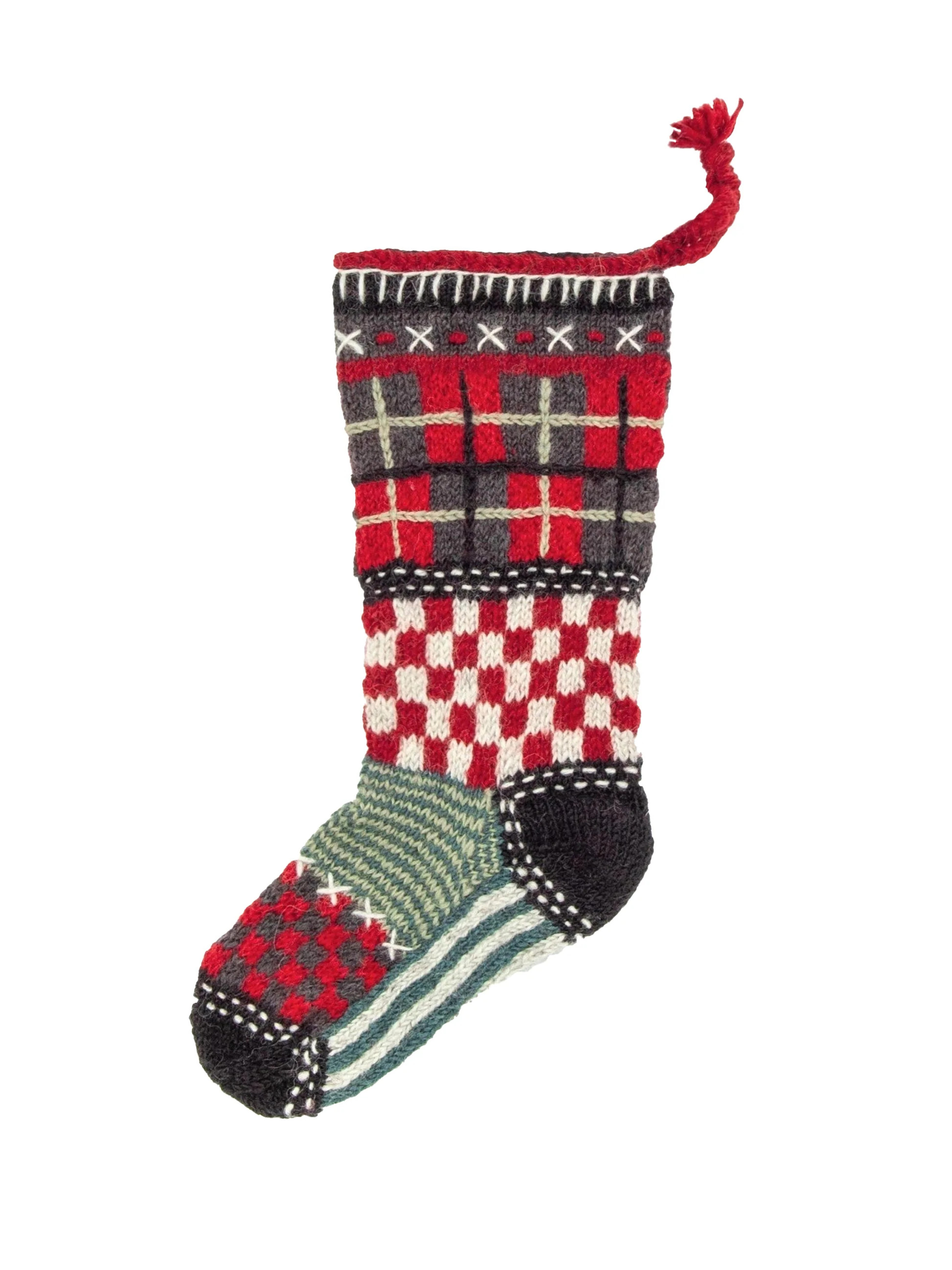 Tartan Wool Knit Christmas Stocking | Weston Table