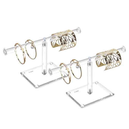 MOOCA 2 Pcs Premium Acrylic Round Jewelry Display Tree Stand - Bracelet Holder, Necklace Organizer | Amazon (US)