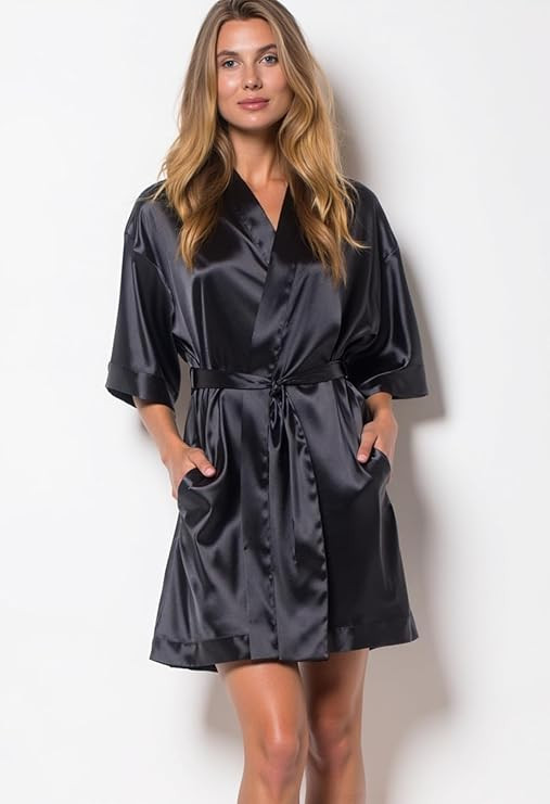 Turquaz Women's Bride Bridesmaids Silky Robe Satin Kimono Robes for Women Lingerie | Amazon (US)