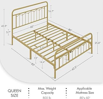 Yaheetech Queen Size Bed Frame with Vintage Headboard and Footboard, Farmhouse Platform, Heavy Du... | Amazon (US)