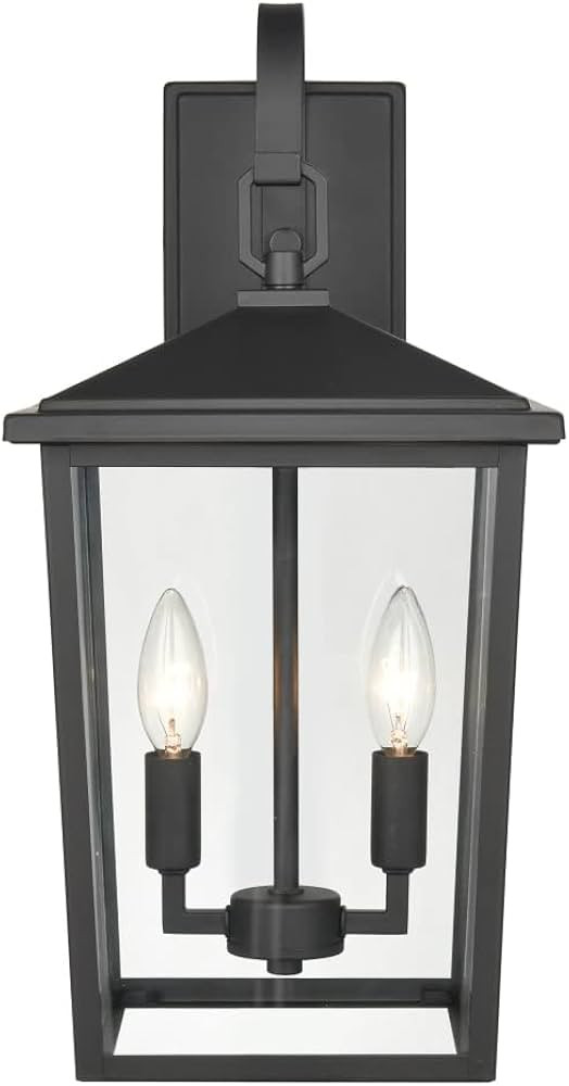 Millennium 2972-PBK Two Light Outdoor Steel Sconce Lantern, Anti-Rust Powder Coat Black, Wet Rate... | Amazon (US)