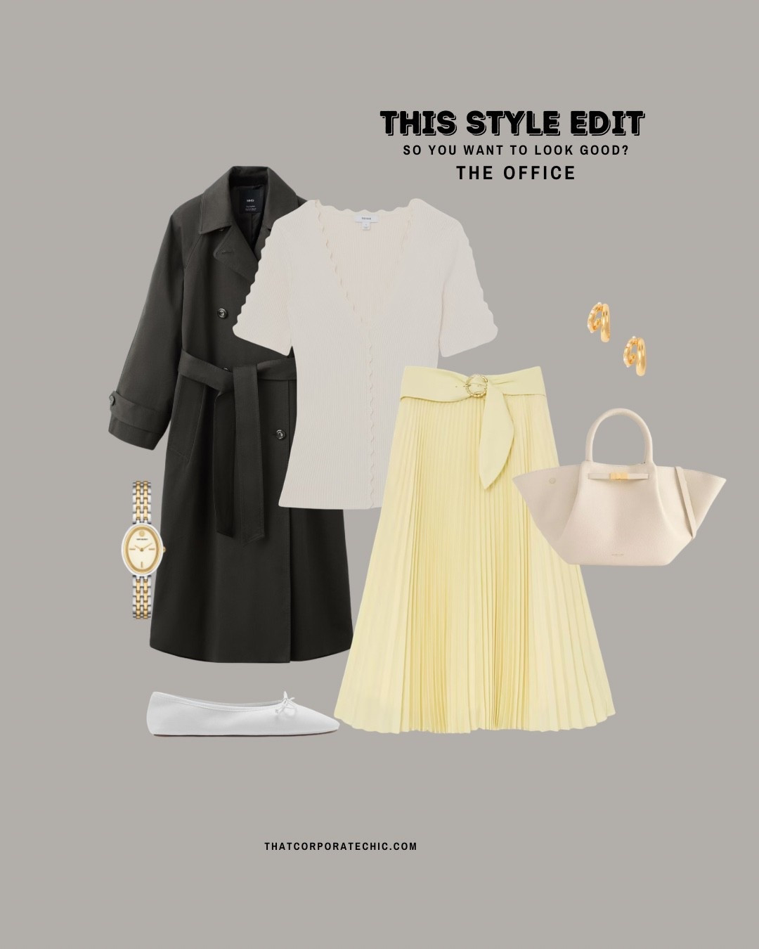 Spring workwear - cream + yellow + grey colour combo for the office.

Work bag
Work shoes
Spring outerwear 
Office wear
Working mom style
Work outfit ideas
Workwear fashion
Work skirt
Spring capsule wardrobe 
White shoes
Spring shoes for the office 

#LTKspring #LTKworkwear #LTKshoes