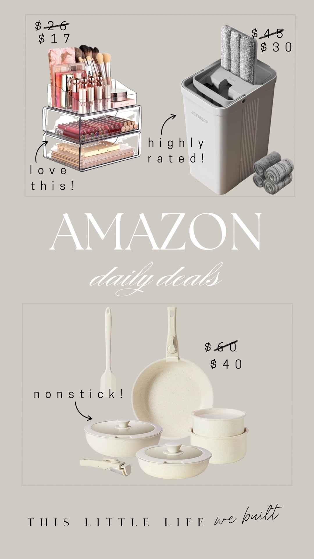 Amazon daily deals! 


Mop bucket, pots and pans, makeup storage, home organization, Amazon finds, affordable home 

#LTKHome #LTKSaleAlert #LTKU