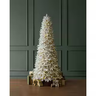 12 ft. Breckenridge Twinkling Adaptive Lighting Downswept Fraser Fir Flocked LED Pre-Lit Christma... | The Home Depot