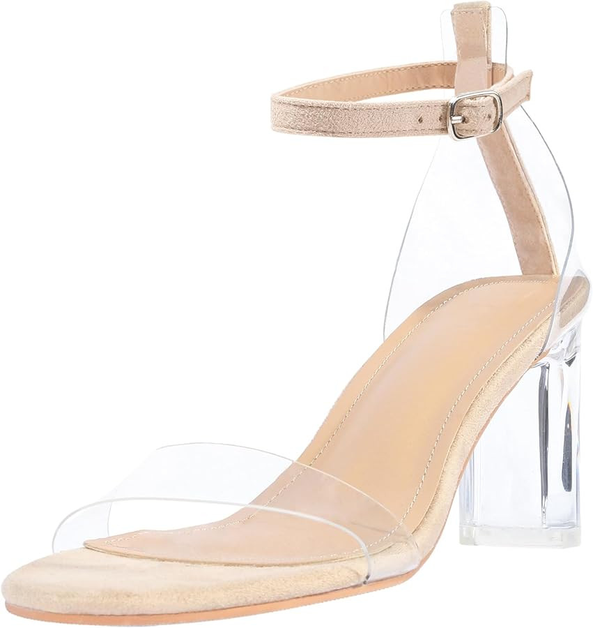 BOJIN Women’s Clear Heels Sandals Open Toe Ankle Strap Block Chunky High Heel Shoes Party Weddi... | Amazon (US)