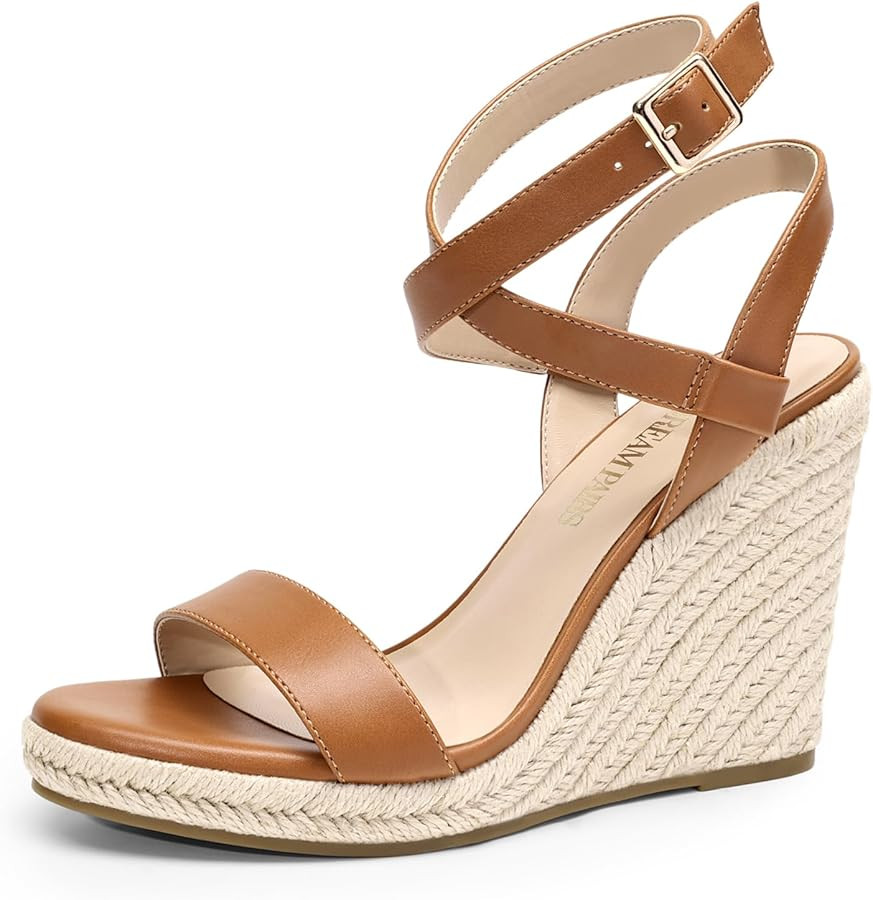 DREAM PAIRS Womens Open Toe Espadrilles Dressy Platform Sandals Buckle Ankle Strap Stylish Wedges... | Amazon (US)