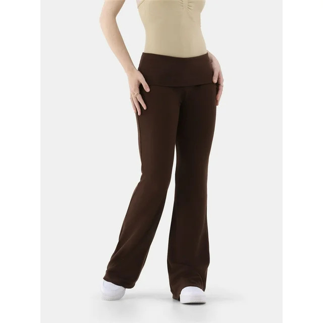 No Boundaries Flare Pants with Foldover Waist, 33" Inseam, Women's | Walmart (US)
