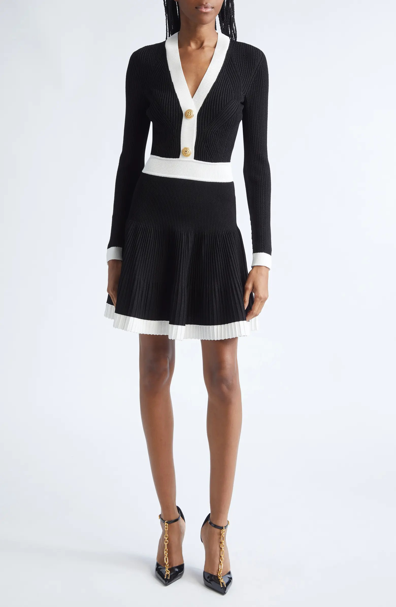 Colorblock Twisted Cable Long Sleeve Sweater Dress | Nordstrom