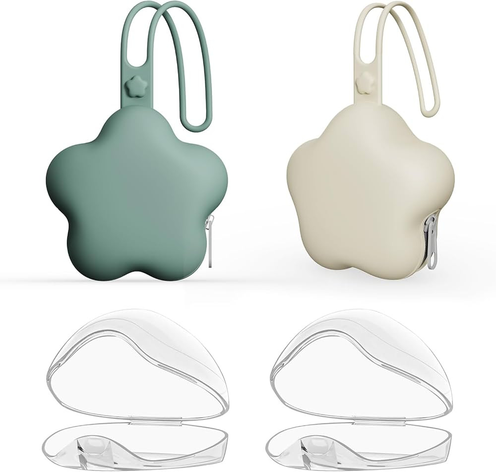 4 Pack Pacifier Holder Case,2pcs Silicone Portable Pacifier Pouch and 2pcs Transparent Nipple Hol... | Amazon (US)