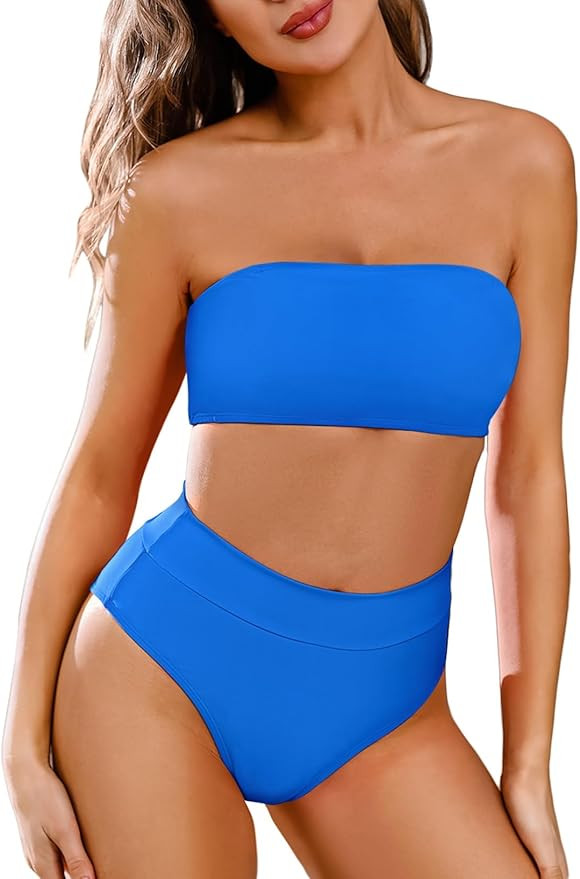 Pink Queen Women's Removable Strap Wrap Pad Cheeky High Waist Bikini Set Swimsuit | Amazon (US)