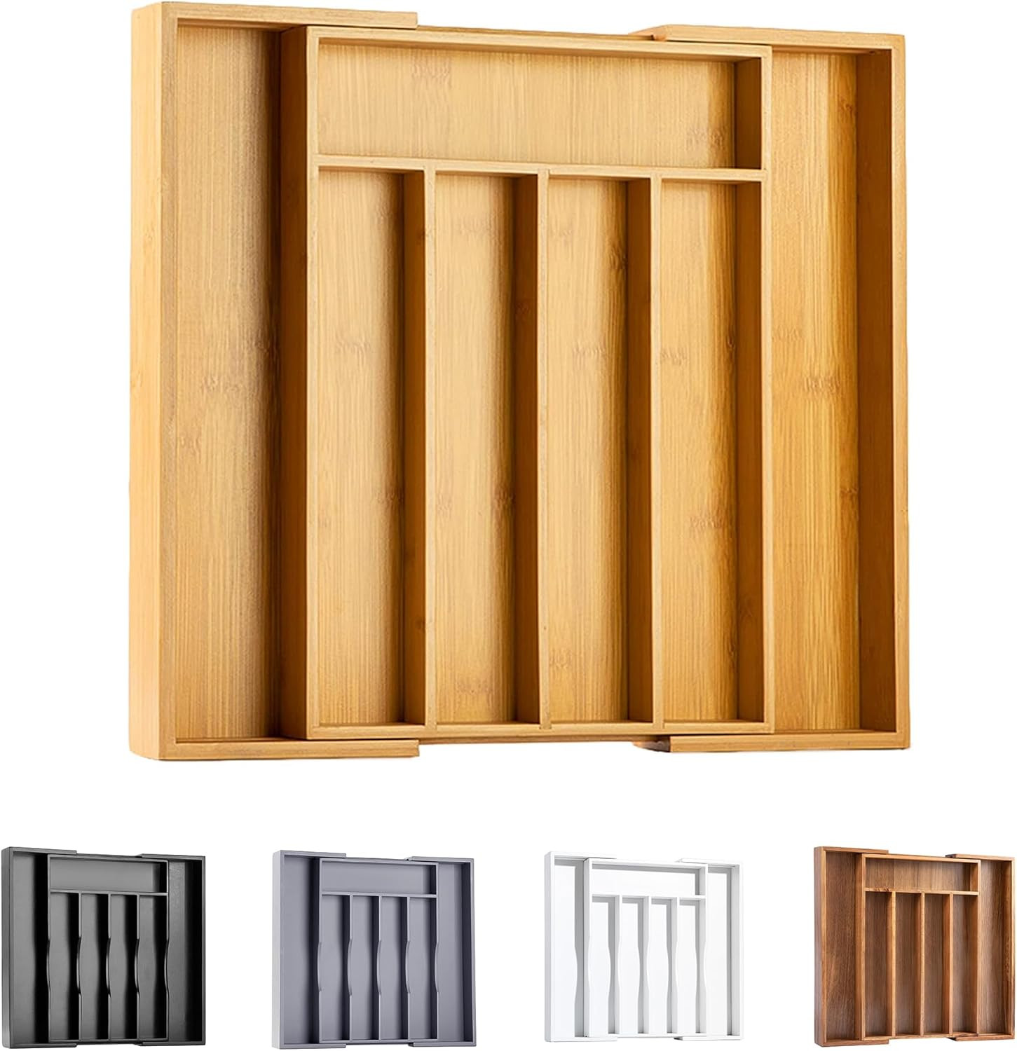 Bellsal Silverware Organizer Kitchen Drawer Organizer Expandable Bamboo Utensil Holder Cutlery Tr... | Amazon (US)