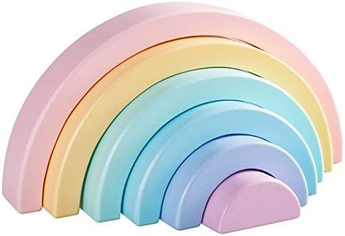 MerryHeart Wooden Rainbow Stacking Toy, Small Pastel Rainbow Stacker, 6 Piece Rainbow Stacking To... | Amazon (US)