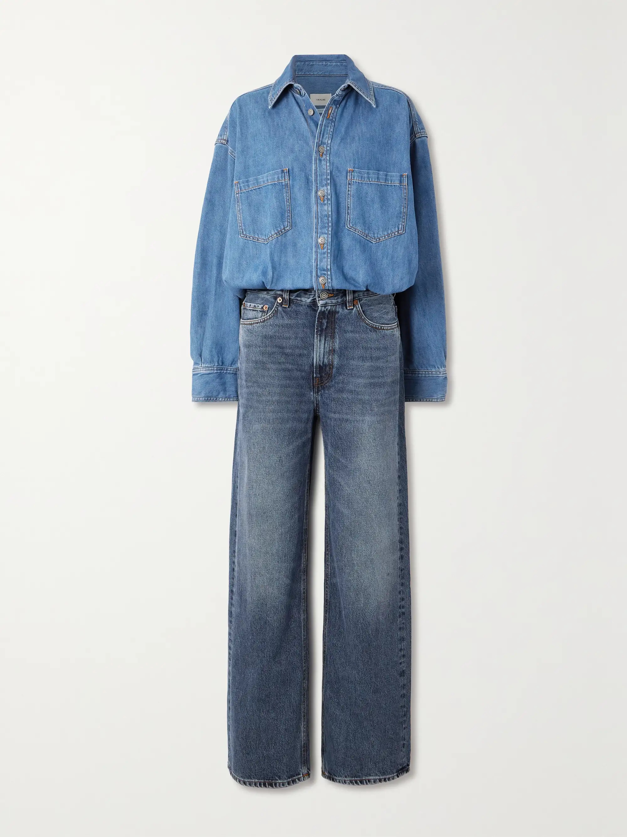 + NET SUSTAIN Tilda two-tone denim jumpsuit | NET-A-PORTER (US)