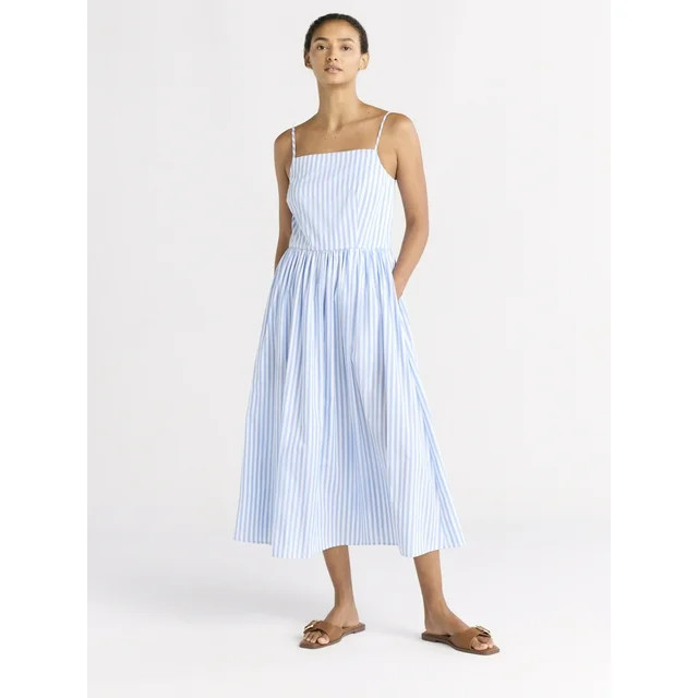 Free Assembly Women's Sleeveless Square Neck Midi Dress, Sizes XS-XXL | Walmart (US)
