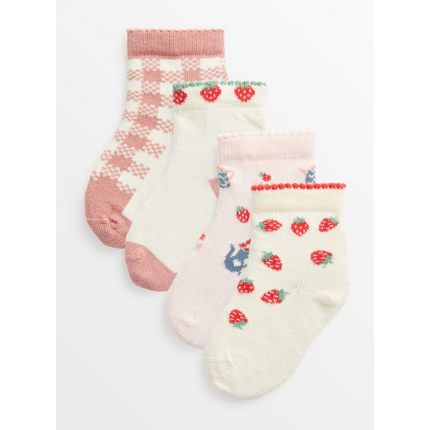 Buy Pink Strawberry Tea Party Socks 4 Pack  6-12 months | Multipacks | Tu | Tu Clothing