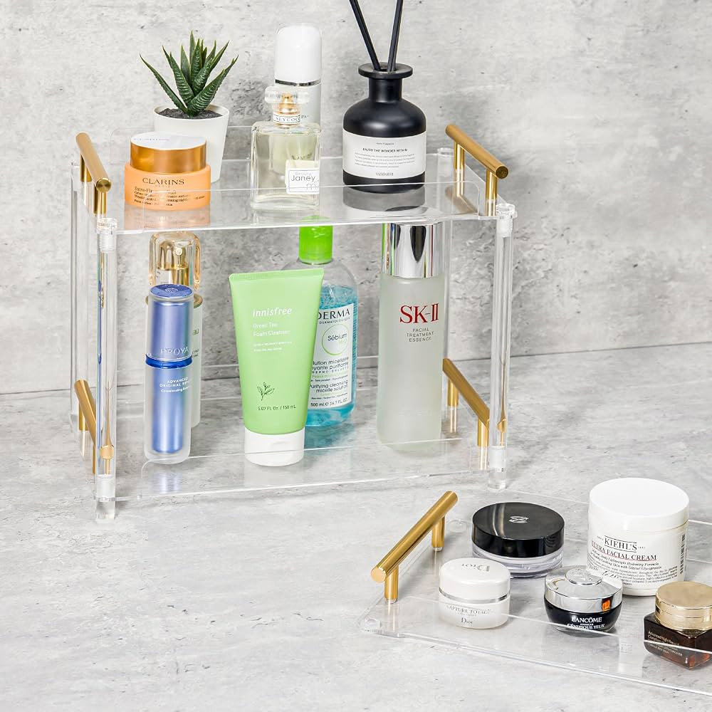 OAPRIRE 2 Tier Bathroom Countertop Organizer, Easily Convert 2 Single Acrylic Tray, Vanity Organi... | Amazon (US)
