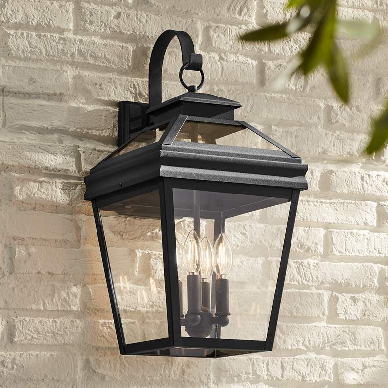 John Timberland Stratton Street 22" Black Outdoor Lantern Wall Light - #71D76 | Lamps Plus | Lamps Plus