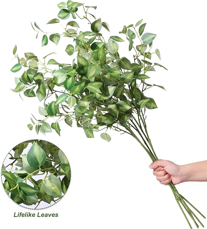 HyeFlora 5PCS Artificial Eucalyptus Leaves Stem Plants for Spring Decor, 32.7 inch Fake Leaves Gr... | Amazon (US)