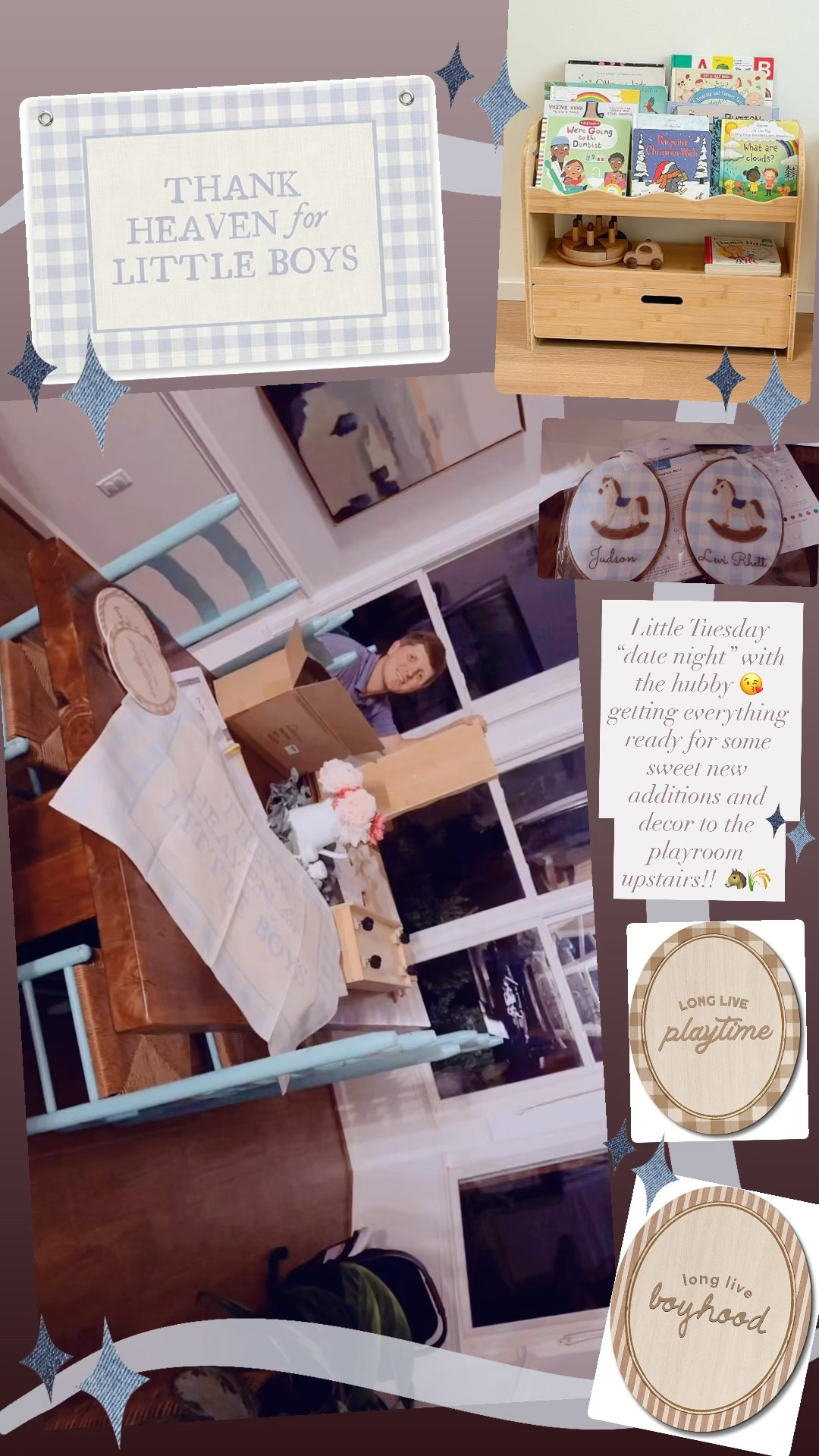 Little Tuesday “date night” with the hubby 😘 getting everything ready for some sweet new additions and decor to the playroom upstairs!! 🐴🌾 