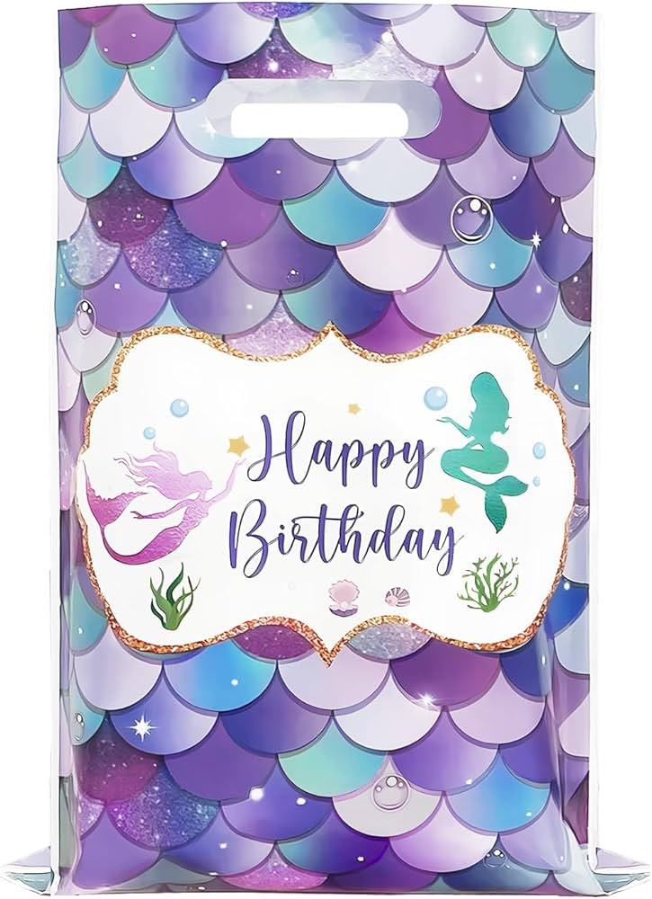 DaiUni 30 PCS Mermaid Birthday Goodie Bags Party Favor Bags Treat Bag with Handles for Kids Girls... | Amazon (US)