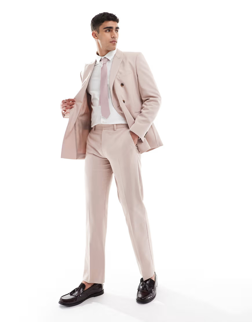 ASOS DESIGN straight suit trousers in light pink | ASOS (Global)