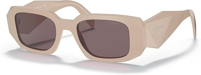 Prada PR 17WS VYJ6X1 Powder Plastic Rectangle Sunglasses Brown Lens | Amazon (US)
