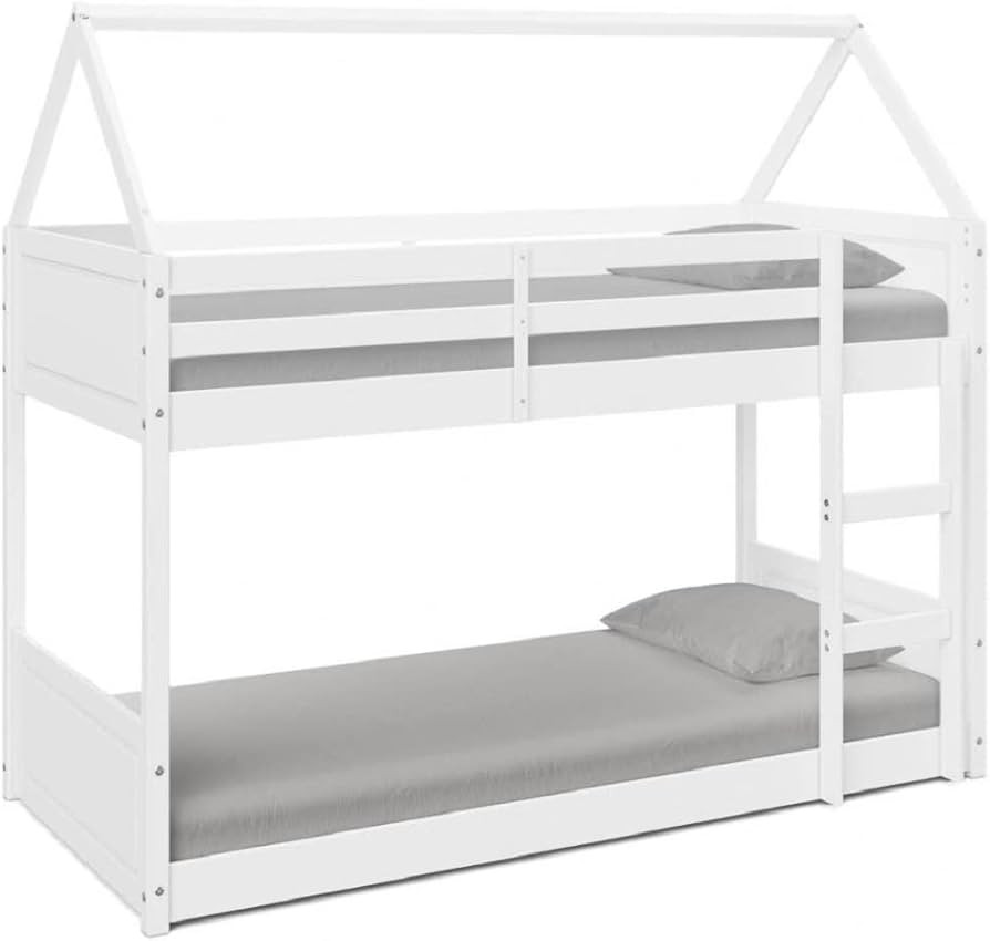 Kids Bunk Bed Frame Single Bed High Sleeper for Children with House Roof Canopy, Single Wooden Bu... | Amazon (UK)