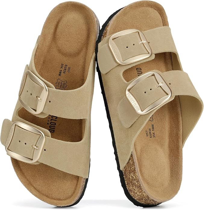 Project Cloud 100% Genuine Leather Flat Sandals for Women 2026 Comfortable Beach Essentials Women... | Amazon (US)