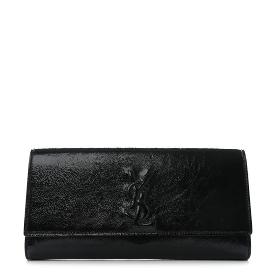 Textured Patent Monogram Small Belle De Jour Clutch Black | FASHIONPHILE (US)