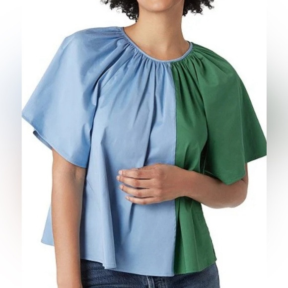 Crosby by Mollie Burch small Colorblock Blue and Green Women's Top EUC | Poshmark