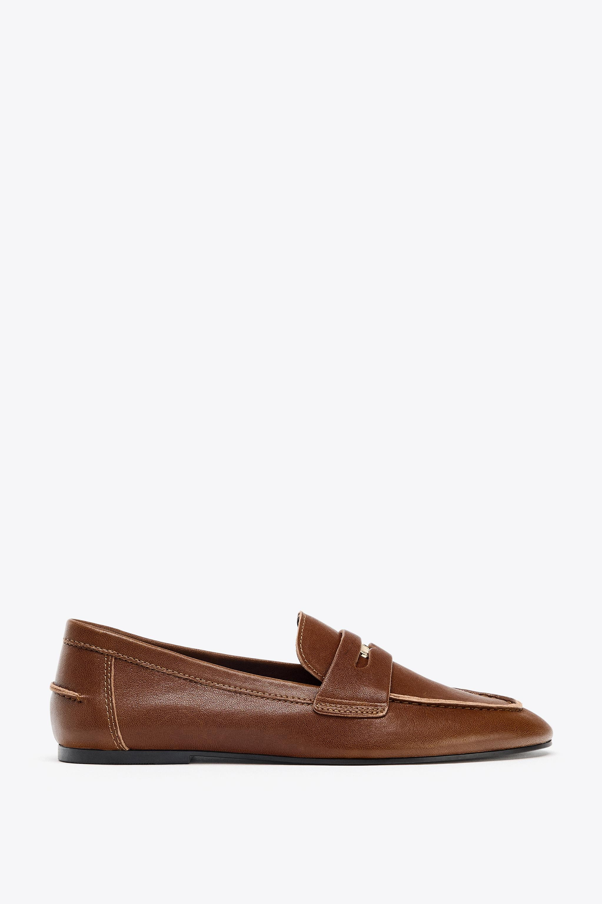 LEATHER PENNY LOAFERS | Zara US