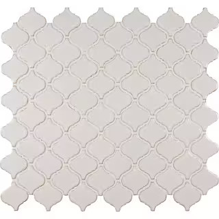 MSI Bianco Dolomite Arabesque 11.75 in. x 12.25 in. Glossy Porcelain Patterned Look Wall Tile (10... | The Home Depot