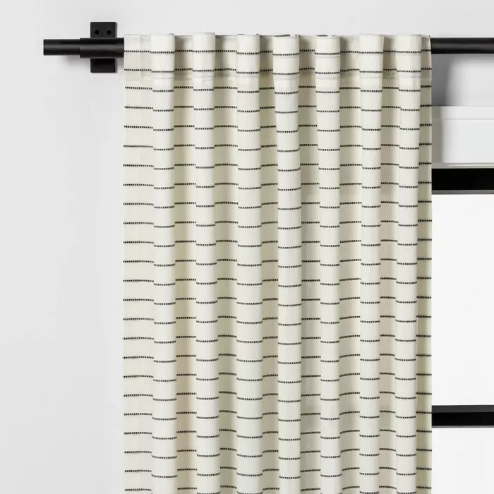 Blanket Stitch Curtain Panel Railroad Gray/Sour Cream - Hearth & Hand™ with Magnolia | Target