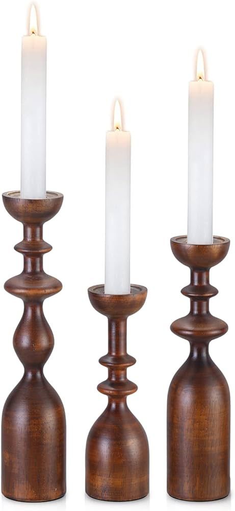 Amazon.com: HOWSILAY Candle Holder Wood Candle Holders for Table Centerpiece Candlestick Holders ... | Amazon (US)