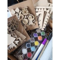 Diy Gingerbread House Kit, Toddler Christmas Craft, Activities For Kids, Craft Kits, Paint Kit Laser Cut Wood | Etsy (US)