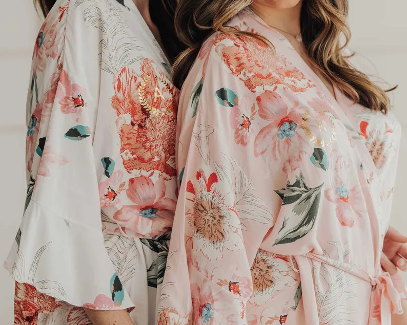 Personalized Ruffle Floral Robe, Custom Bridal Robe, Wedding Robes for Bride, Bridesmaid Robes, M... | Etsy (US)