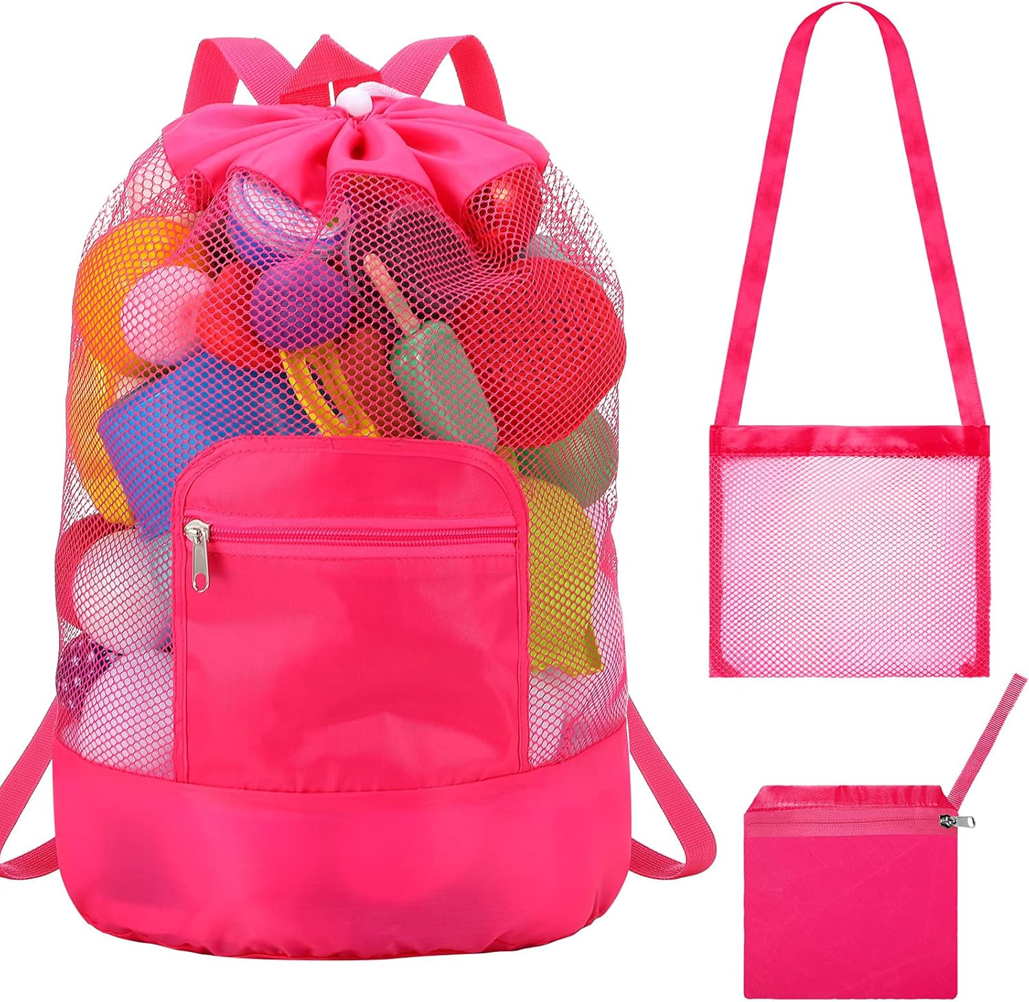 Large Beach Bag with Single Shoulder Small Mesh Bag for Children Adults Beach Camping Outdoor Spo... | Amazon (US)