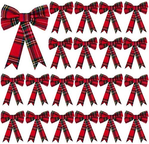 WILLBOND Christmas Plaid Bows Red and Black Bows Xmas Holiday Decorative for Christmas Tree Home ... | Amazon (US)