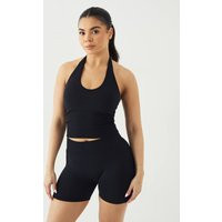 DSGN Studio Women's Sport Ultra Contour Seamless Padded Halter Top in Black | Size: Large | Knitted | boohoo (US & Canada)