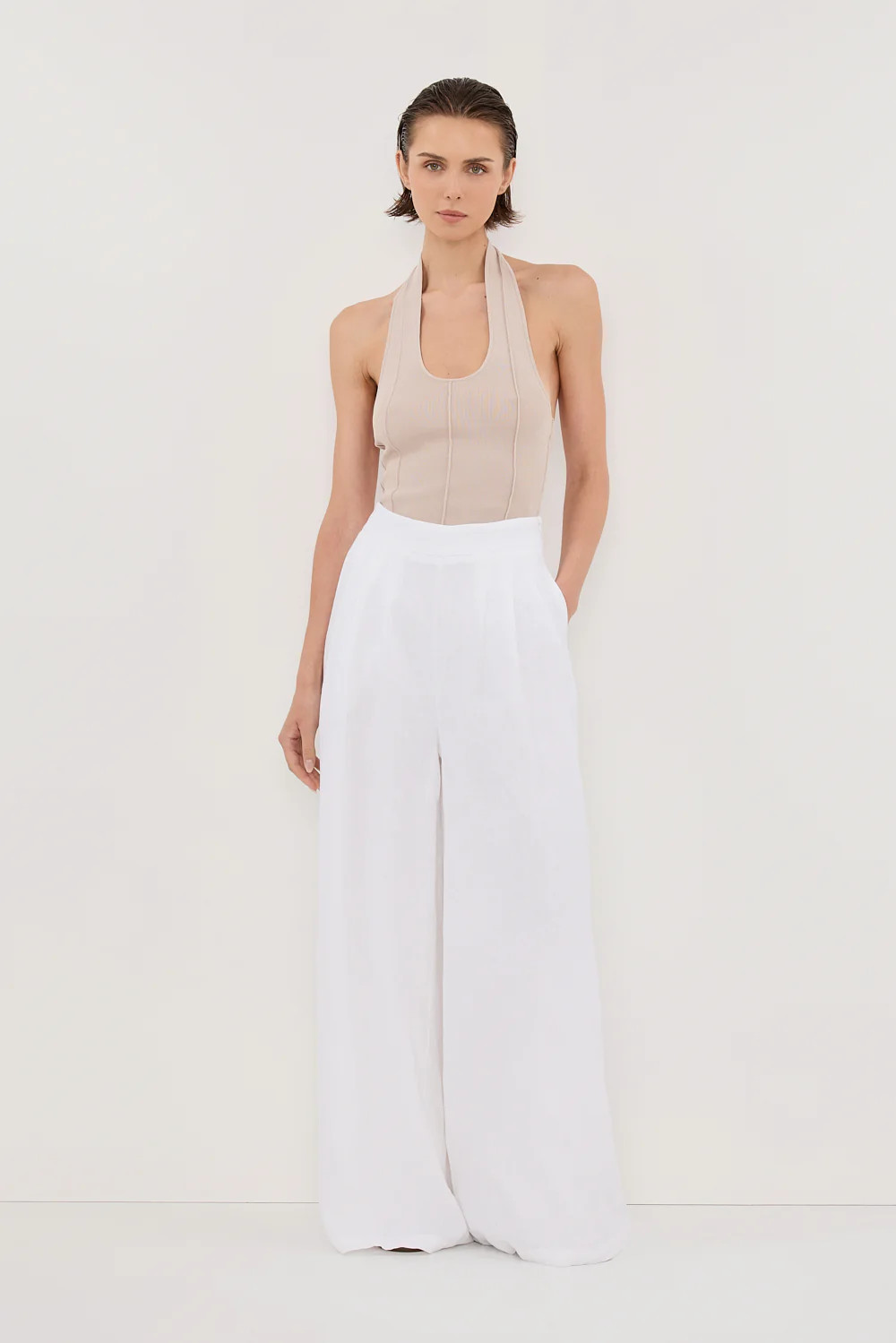 CODY WHITE WIDE LINEN PANT | DISSH