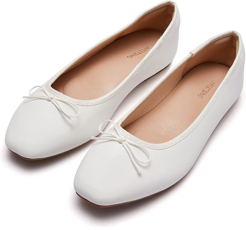 Women's Round Toe Ballet Flats Comfortable Bow Dressy Flats Shoes for Women | Amazon (US)