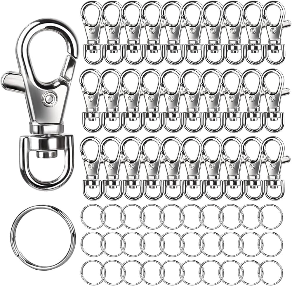 LEOBRO 60PCS Metal Swivel Snap Hooks and Key Rings, 30PCS Small Lobster Claw Keychains Clasps and... | Amazon (US)